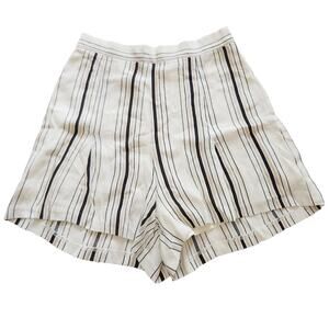 MADISON & BERKELEY high waist woven striped dress shorts ivory stripe Size S NEW